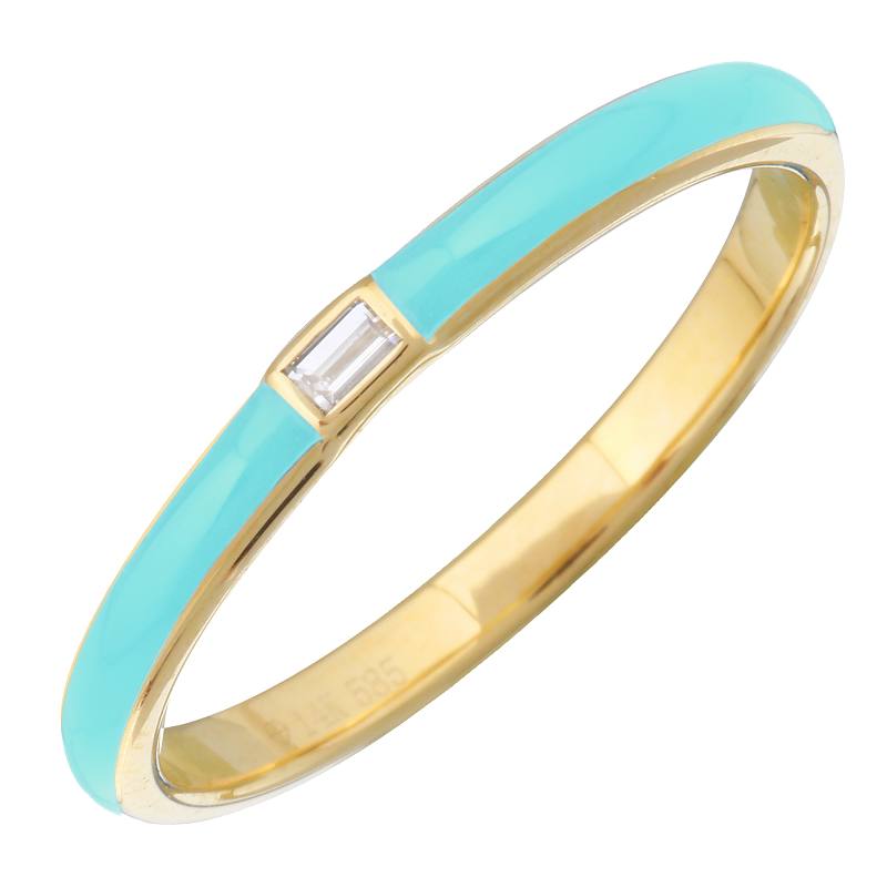 Turquoise Enamel Eternity Diamond Ring