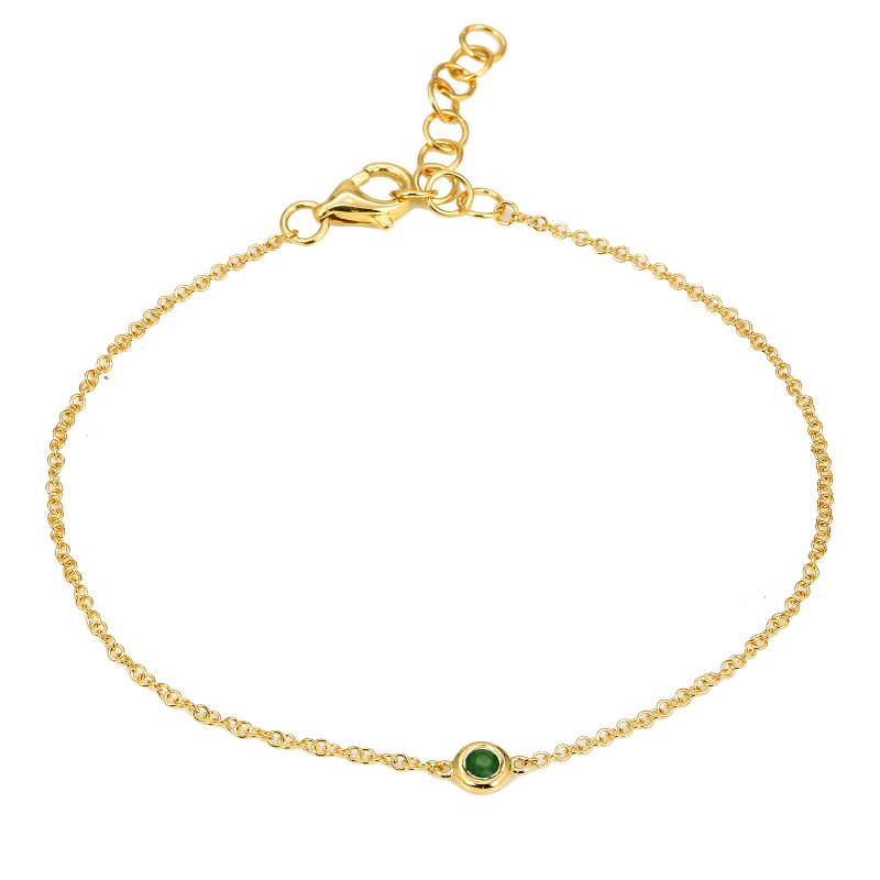Gemstone Bezel Set Simple Bracelet