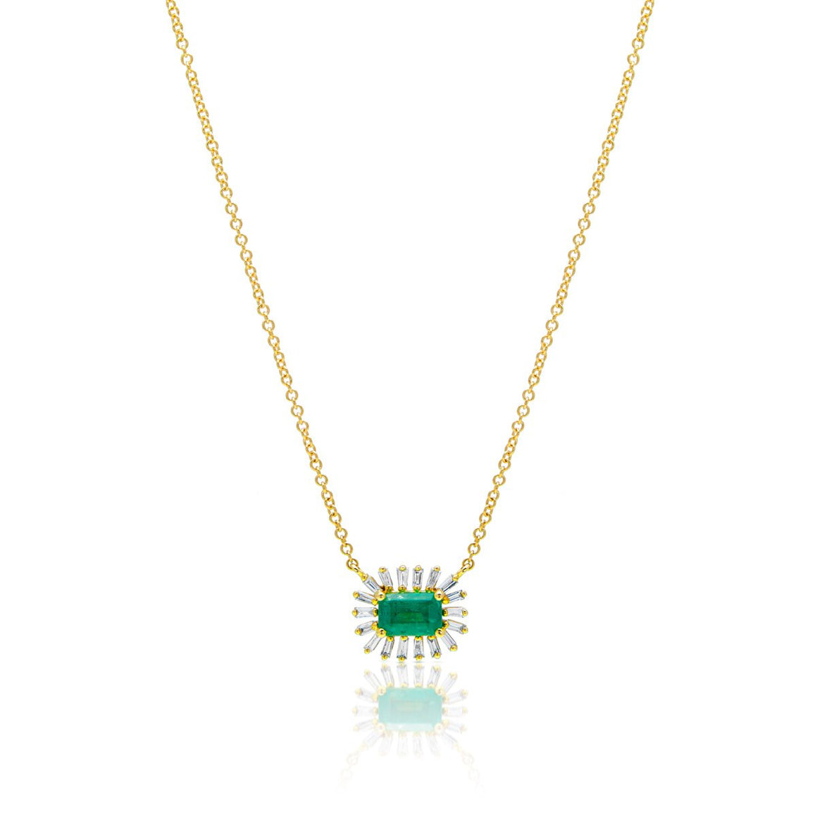 Emerald and Baguette Diamond Necklace
