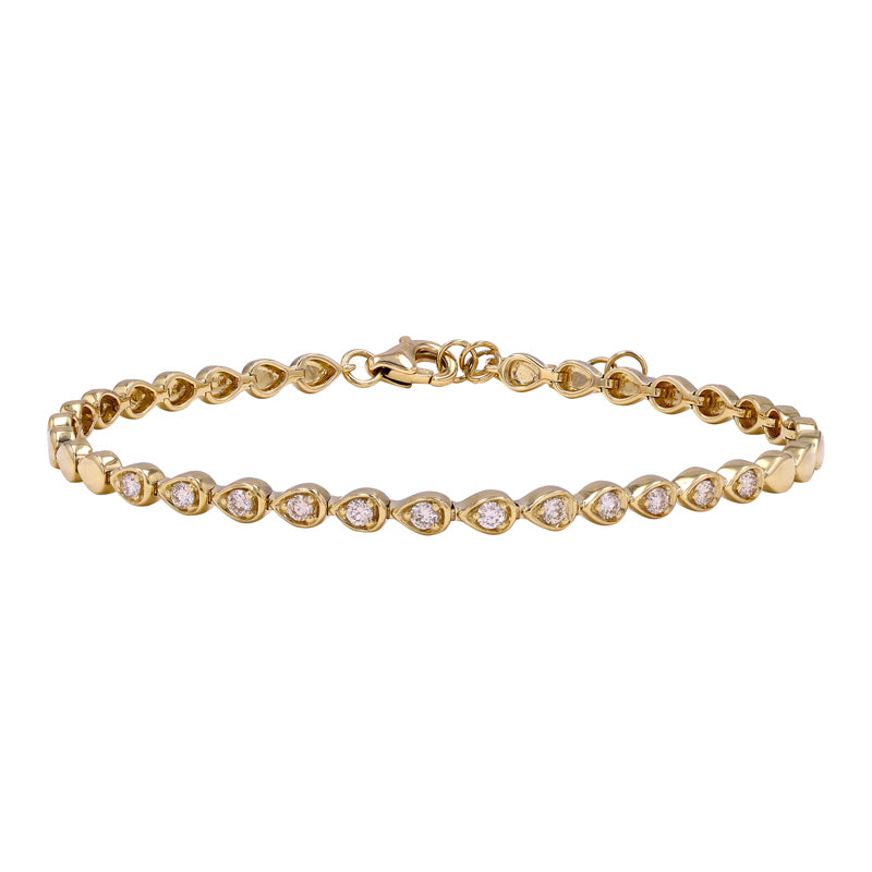 14k Yellow Gold Pear Shape Mount Diamond Bracelet