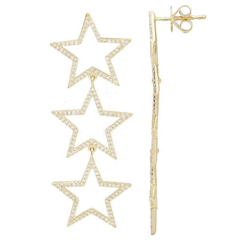 3 Star Drop Diamond Earrings - Euro Time & Jewels