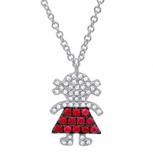 Diamond & Ruby Girl Pendant Necklace