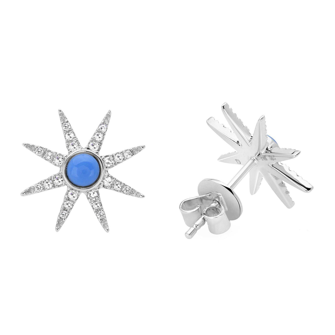 DIAMOND TURQUOISE SUN DIAL STUD - Euro Time & Jewels