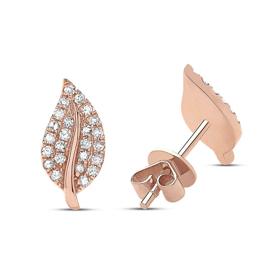 DIAMOND LEAF STUD EARRING - Euro Time & Jewels