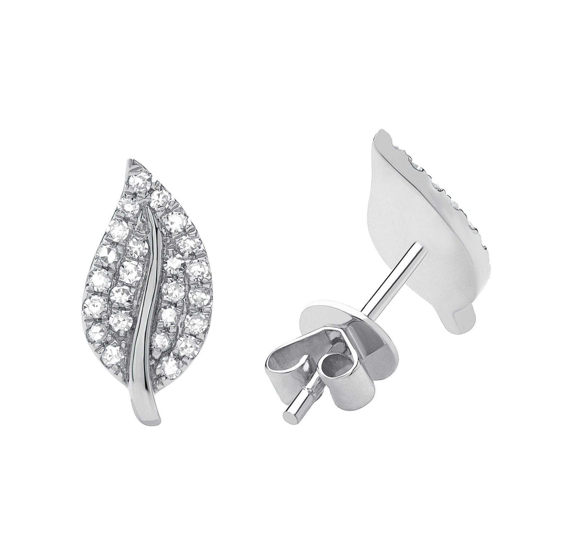 DIAMOND LEAF STUD EARRING - Euro Time & Jewels