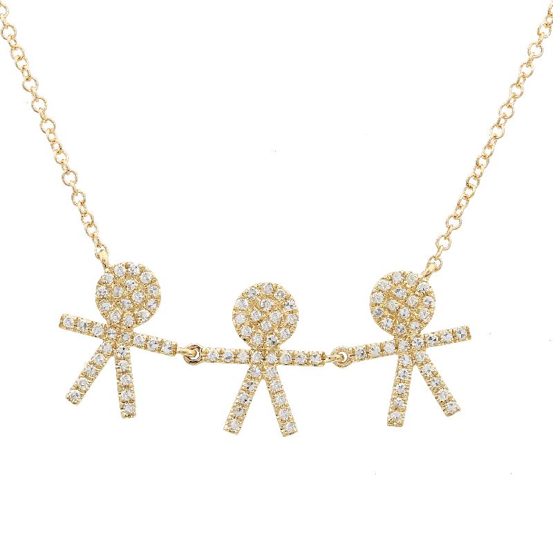Three Boy Diamond Family Necklace