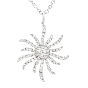 Wavy Sun Diamond Pendent Necklace - Euro Time & Jewels