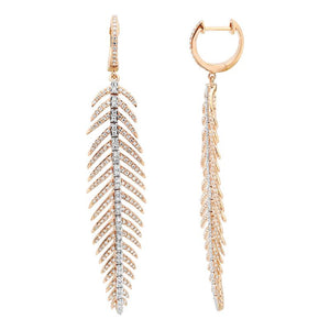 Diamond Feather Drop Earring - Euro Time & Jewels