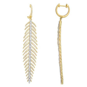 Diamond Feather Drop Earring - Euro Time & Jewels
