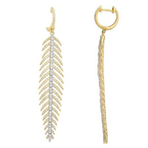 Diamond Feather Drop Earring - Euro Time & Jewels