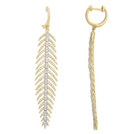 Diamond Feather Drop Earring - Euro Time & Jewels