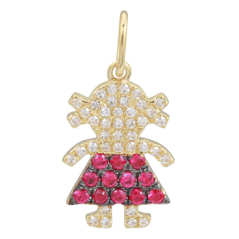Diamond & Ruby Girl Necklace Charm