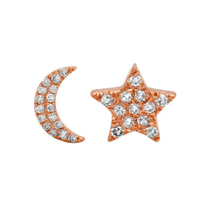 Moon & Star Stud Diamond Earrings - Euro Time & Jewels