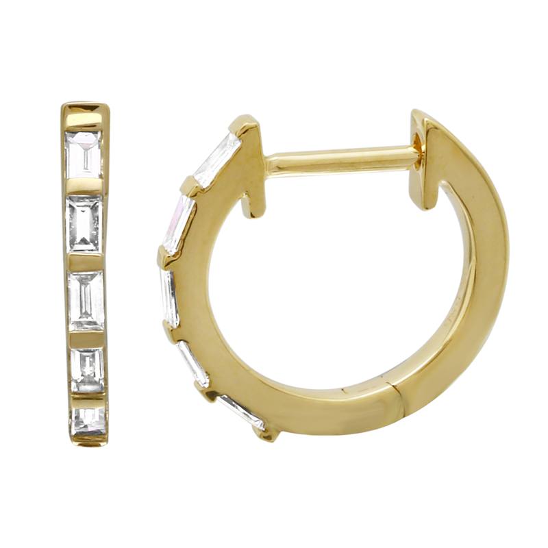 12mm Baguette Diamond Huggies