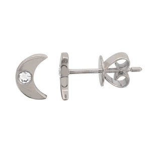 Diamond Mini Moon Stud Earrings - Euro Time & Jewels