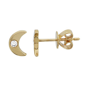 Diamond Mini Moon Stud Earrings - Euro Time & Jewels