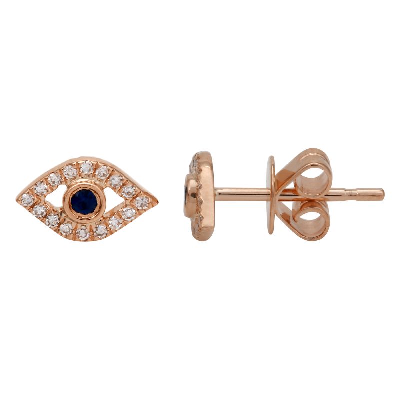 Sapphire Evil Eye Stud Earrings - Euro Time & Jewels