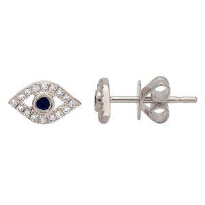 Sapphire Evil Eye Stud Earrings - Euro Time & Jewels