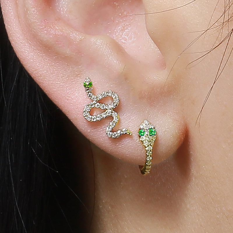 Slithering Snake Diamond Stud Earring - Euro Time & Jewels