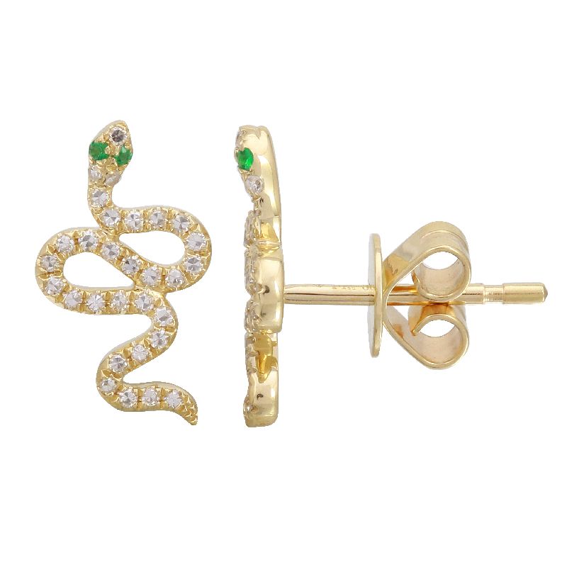 Slithering Snake Diamond Stud Earring - Euro Time & Jewels