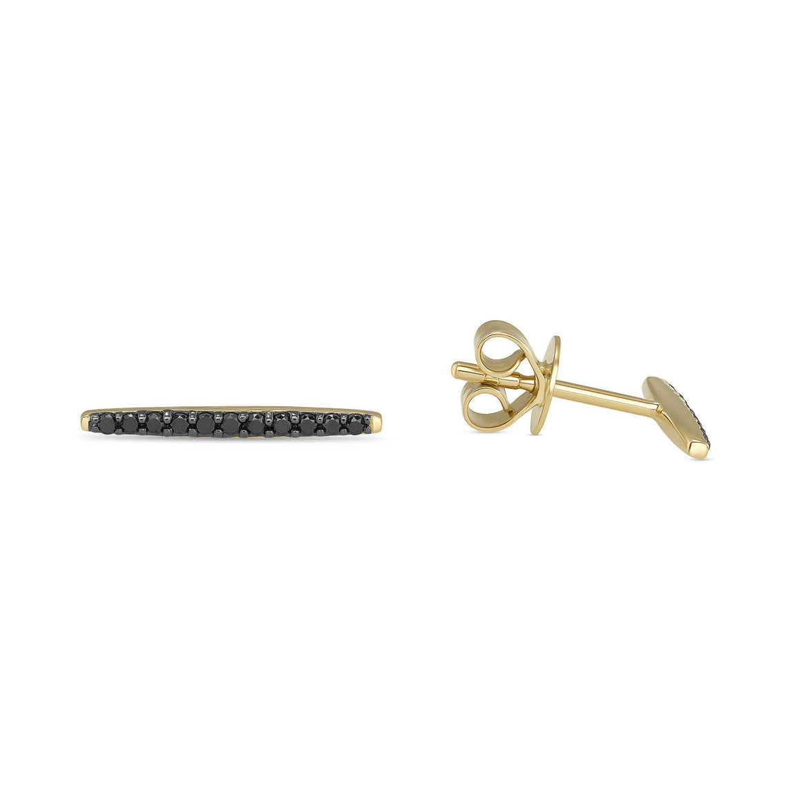 14K YELLOW GOLD, DIAMOND, BLACK LINE EARRING - Euro Time & Jewels