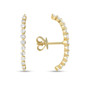 14K YELLOW GOLD, DIAMOND, ARCED EARRING - Euro Time & Jewels