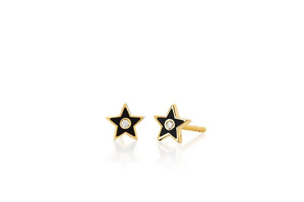 Diamond & White Enamel Star Studs