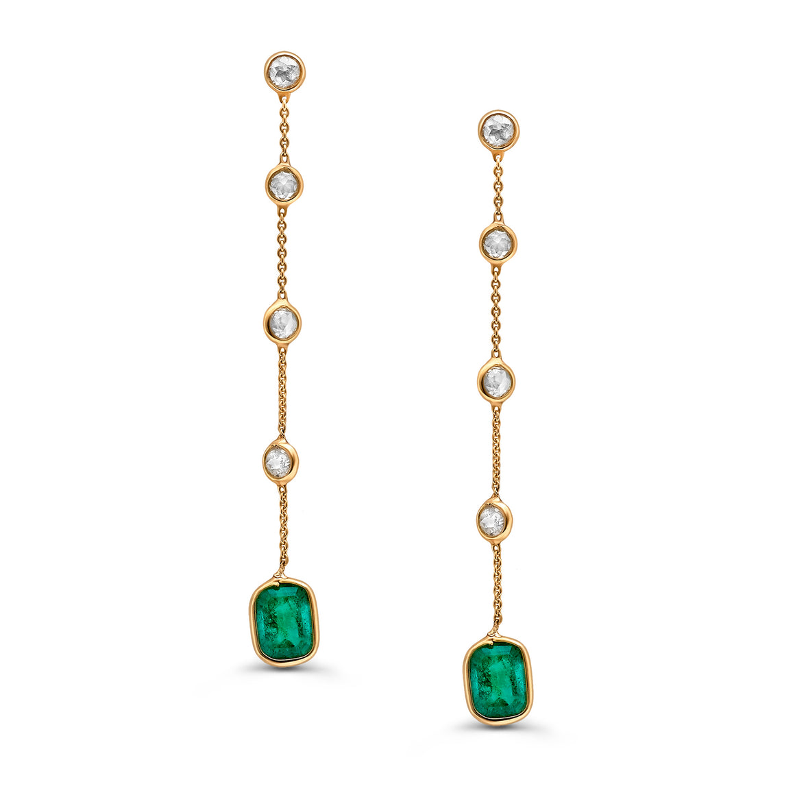 Emerald and Diamond Drop Earrings