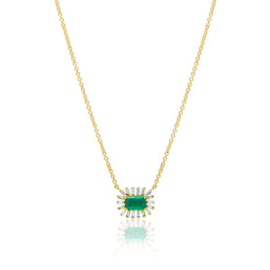 Emerald and Baguette Diamond Necklace