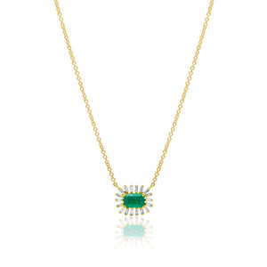 Emerald and Baguette Diamond Necklace