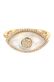 Diamond Mother of Pearl Evil Eye Ring