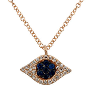 Eye Pendant Necklace with Sapphire - Euro Time & Jewels