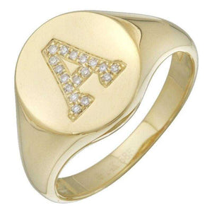 Gold Signet Initial Ring - Euro Time & Jewels