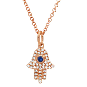 Hamsa Pendent Necklace with Sapphire - Euro Time & Jewels