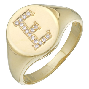 Gold Signet Initial Ring - Euro Time & Jewels