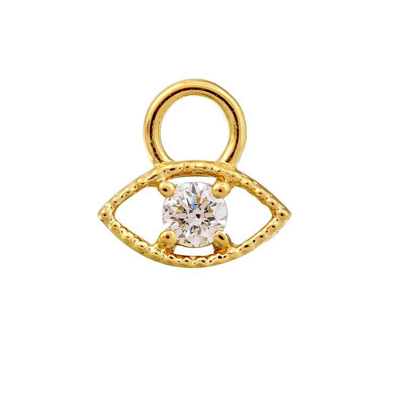Evil Eye Diamond Charm / Sold as Pair - Euro Time & Jewels