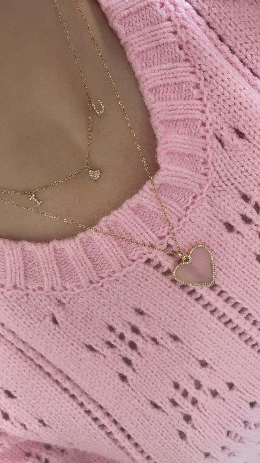 Pink Opal Heart Necklace