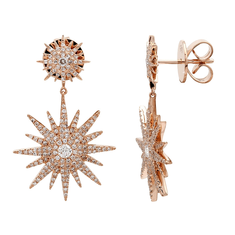 Rose gold sales starburst earrings